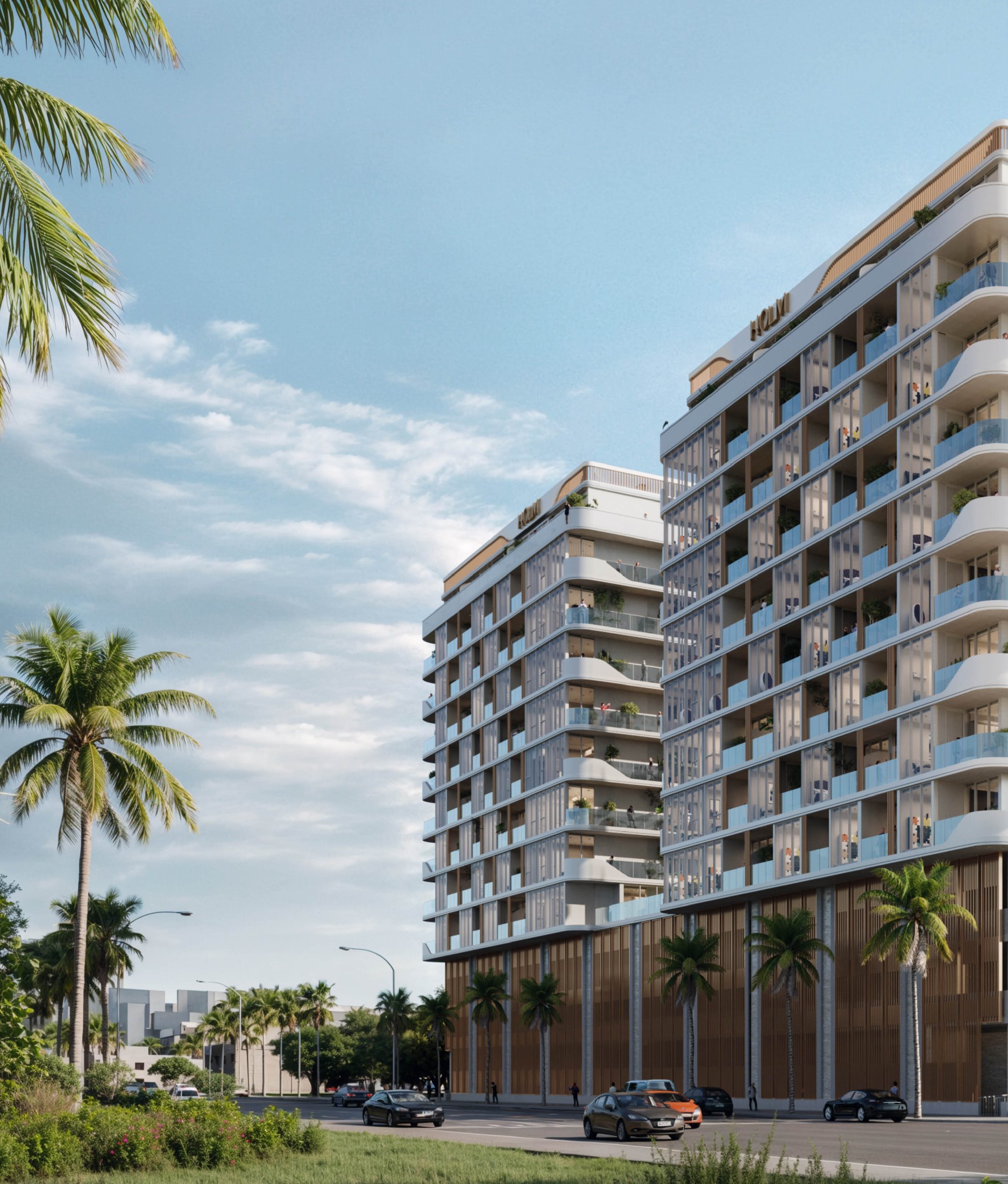 HOLM Central — Twin towers facade